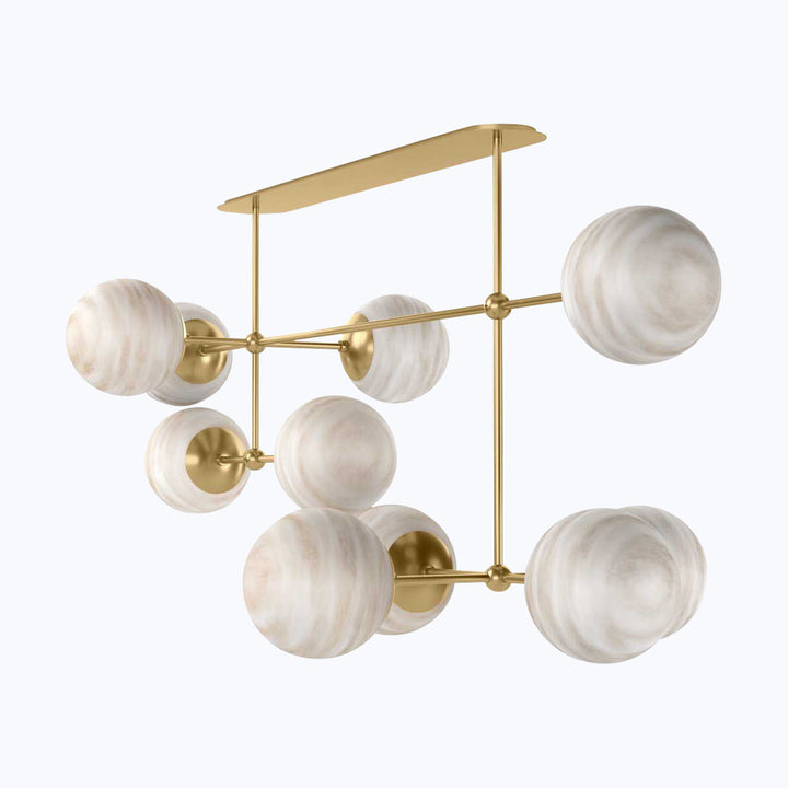 Armstrong Linear Chandelier Burnished Brass / Marbled Matte Glass