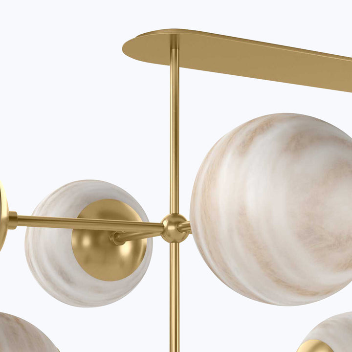 Armstrong Linear Chandelier Burnished Brass / Marbled Matte Glass