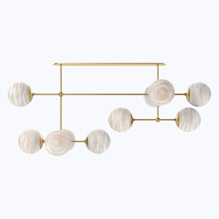 Armstrong Linear Chandelier Burnished Brass / Marbled Matte Glass