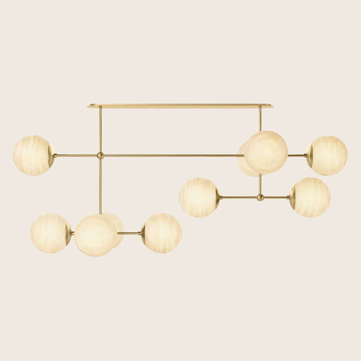 Armstrong Linear Chandelier Burnished Brass / Marbled Matte Glass