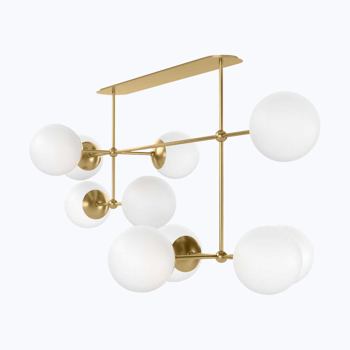 Armstrong Linear Chandelier Burnished Brass / Opal Matte Glass