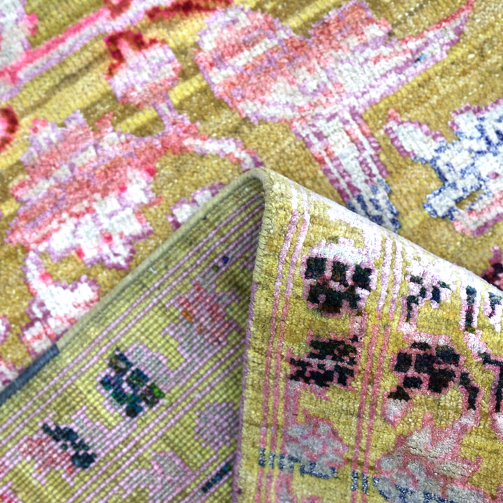 Pink Alchemy Contemporary Silk Wool Blend Rug - 9'10" x 13'7"