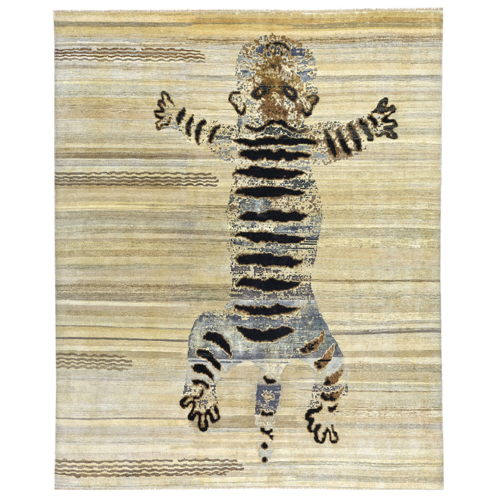 Brown Alchemy Contemporary Silk Wool Blend Rug - 8'1" x 10'