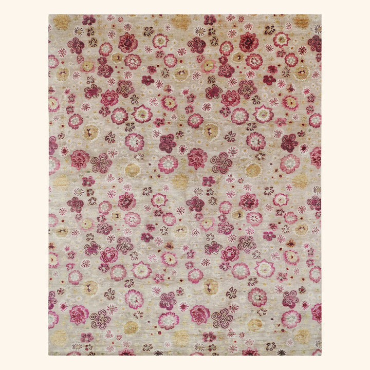 Pink Contemporary Silk Rug - 8' x 10'