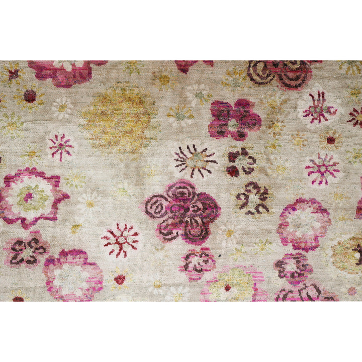 Pink Contemporary Silk Rug - 8' x 10'