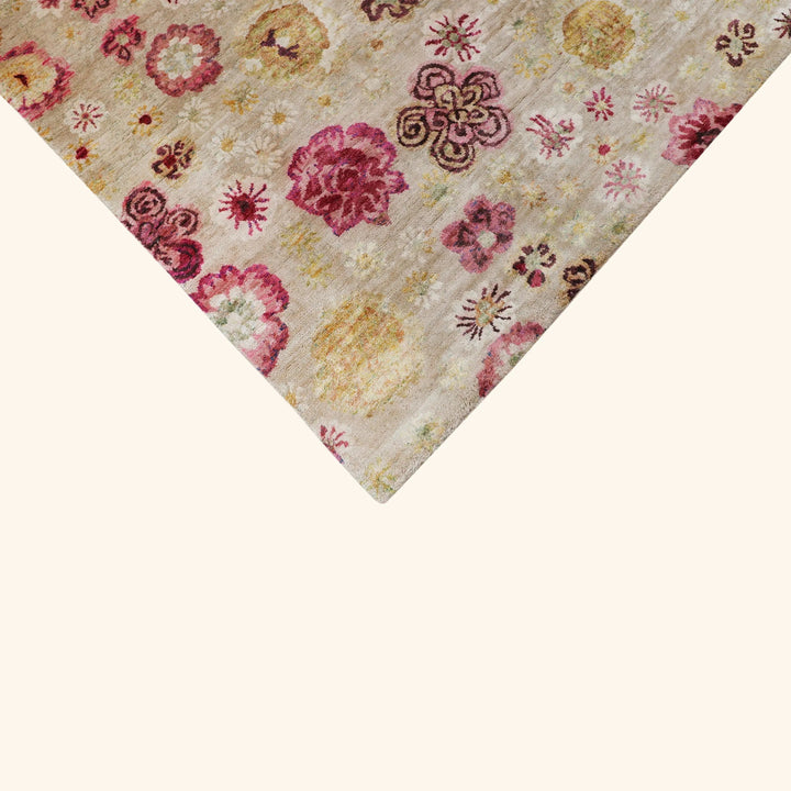 Pink Contemporary Silk Rug - 8' x 10'