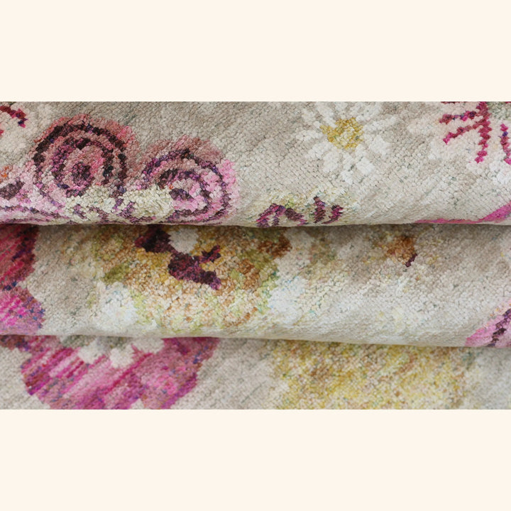 Pink Contemporary Silk Rug - 8' x 10'