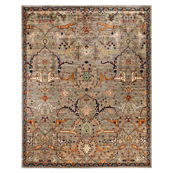 Light Grey Traditional Serapi Wool Rug - 8' x 9'10"