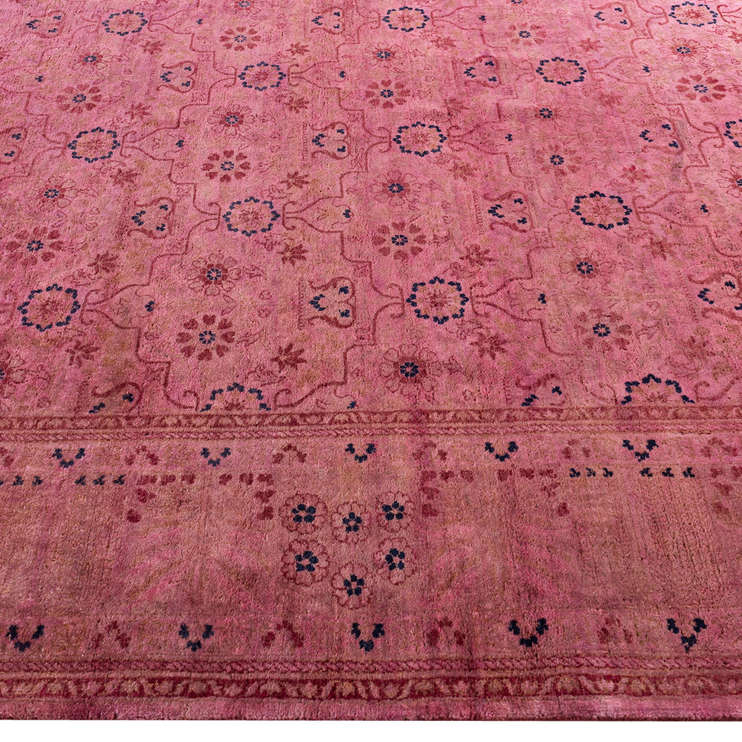 Pink Overdyed Wool Rug - 7'10" x 10'1"