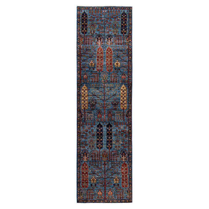 Light Blue Traditional Serapi Wool Rug - 2'9" x 9'10"