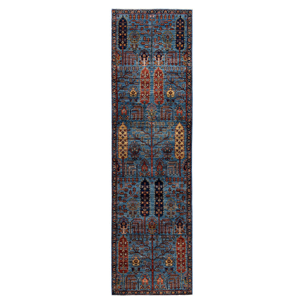 Light Blue Traditional Serapi Wool Rug - 2'9" x 9'10"