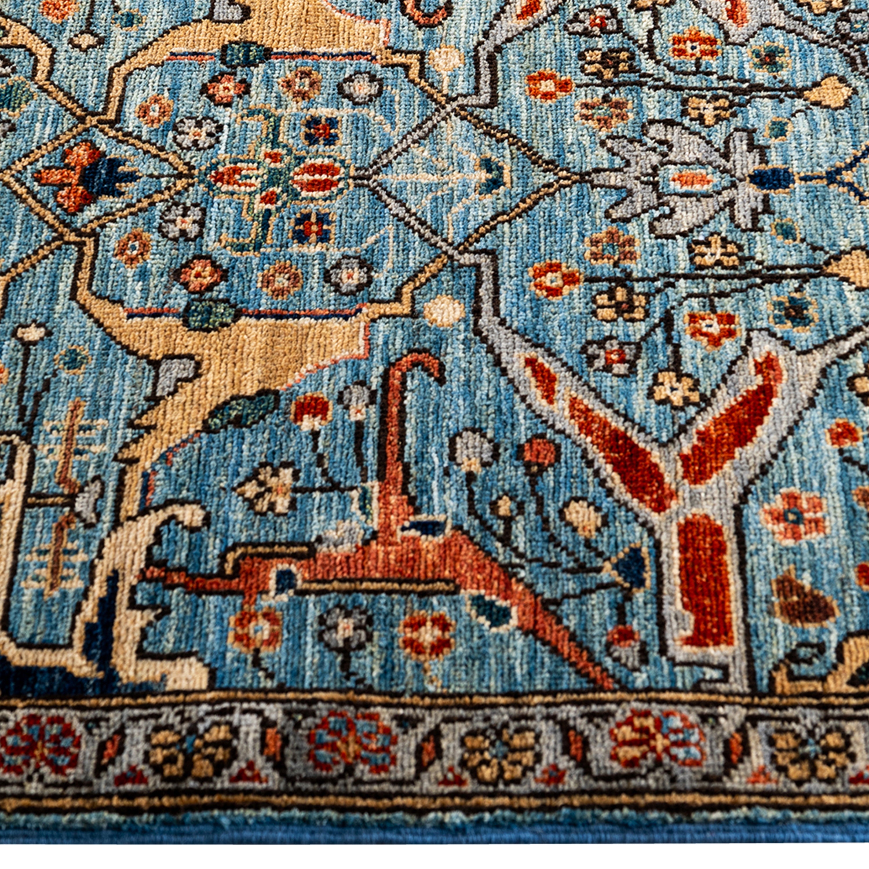 Light Blue Traditional Serapi Wool Runner - 2'7" x 9'11"