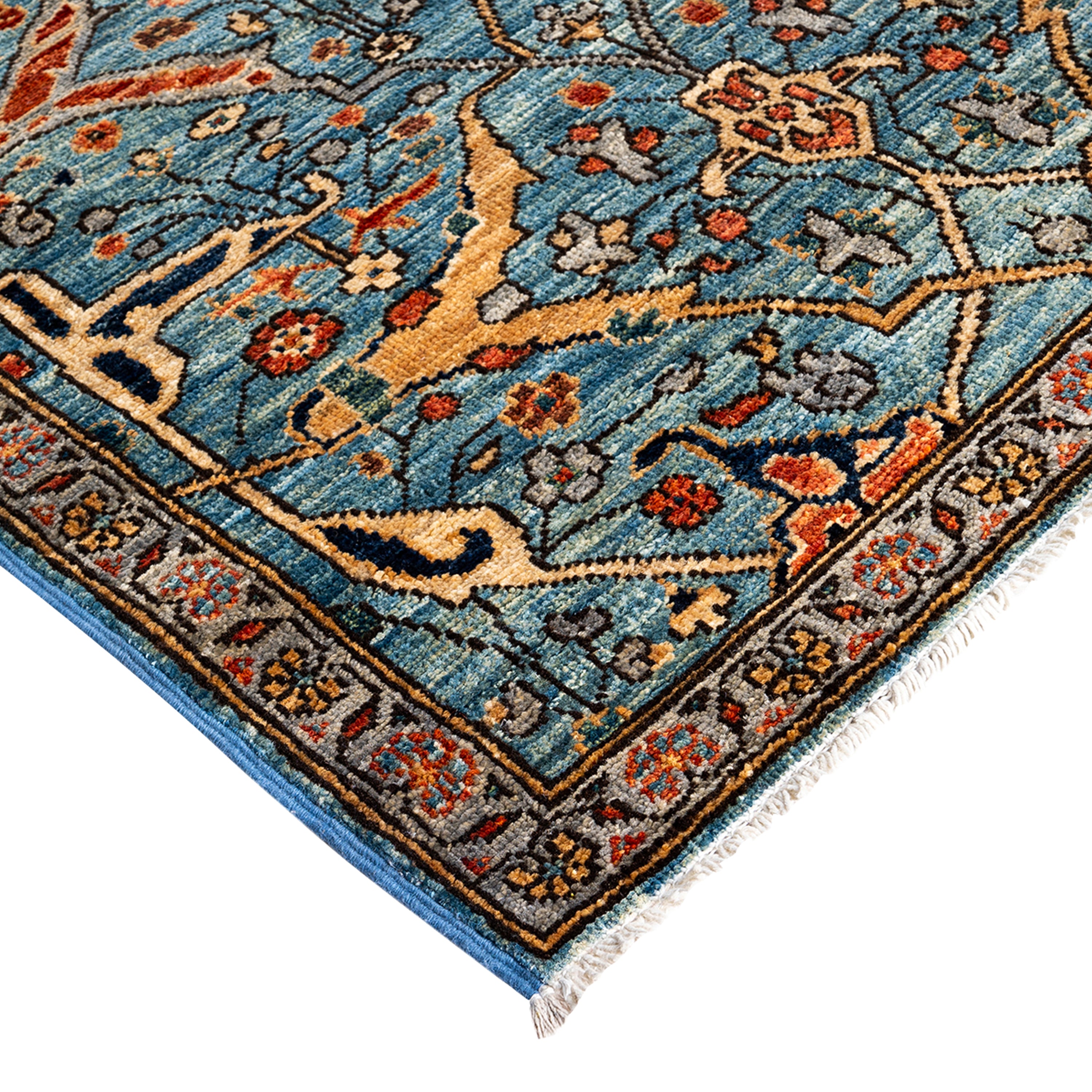 Light Blue Traditional Serapi Wool Runner - 2'7" x 9'11"