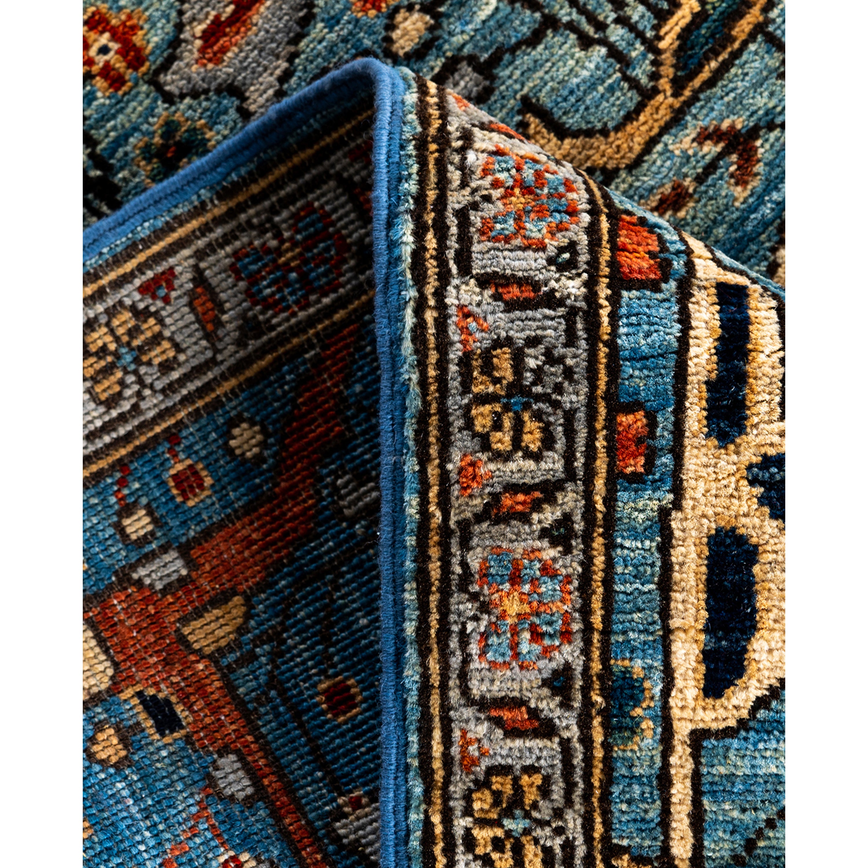 Light Blue Traditional Serapi Wool Runner - 2'7" x 9'11"