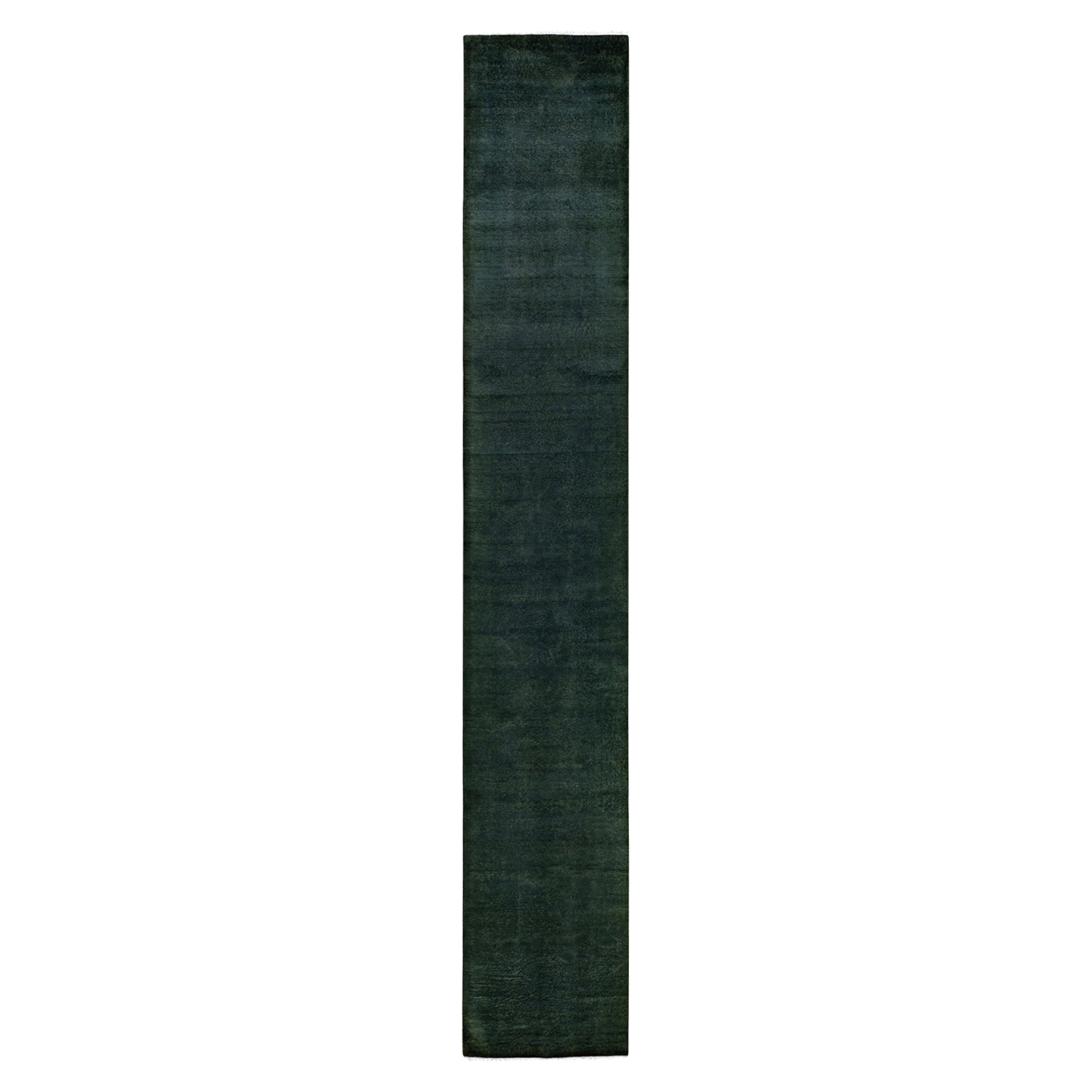 Green Overdyed Wool Rug - 2'5" x 16'4"