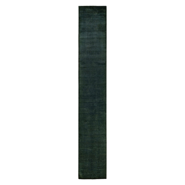 Green Overdyed Wool Rug - 2'5" x 16'4"