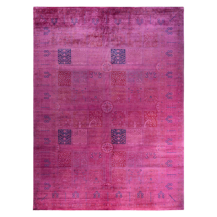 Pink Overdyed Wool Rug - 9'1" x 12'