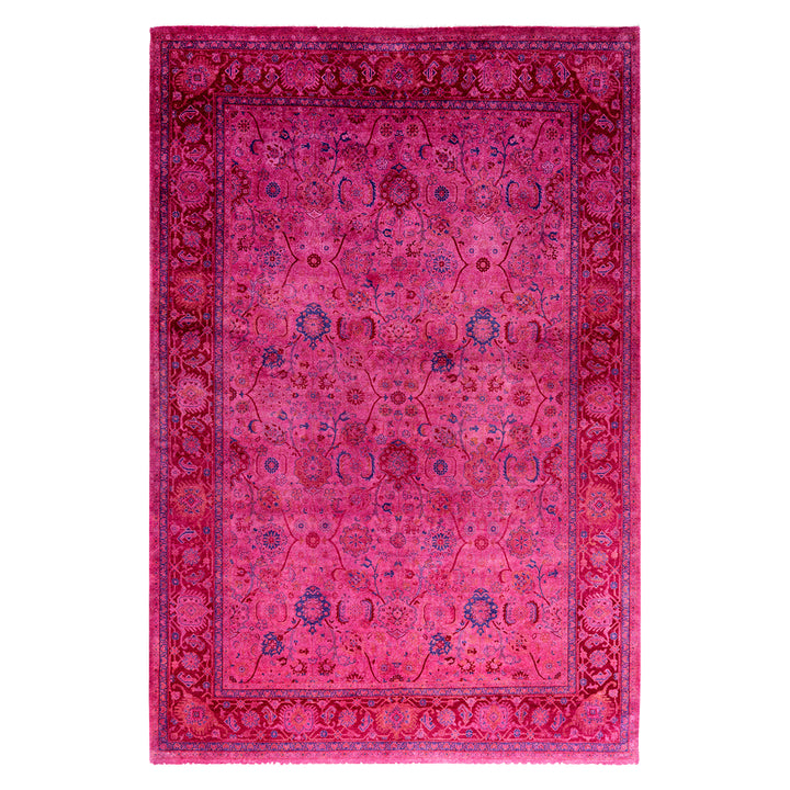 Pink Overdyed Wool Rug - 6'3" x 9'2"