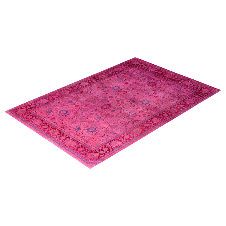 Pink Overdyed Wool Rug - 6'3" x 9'2"