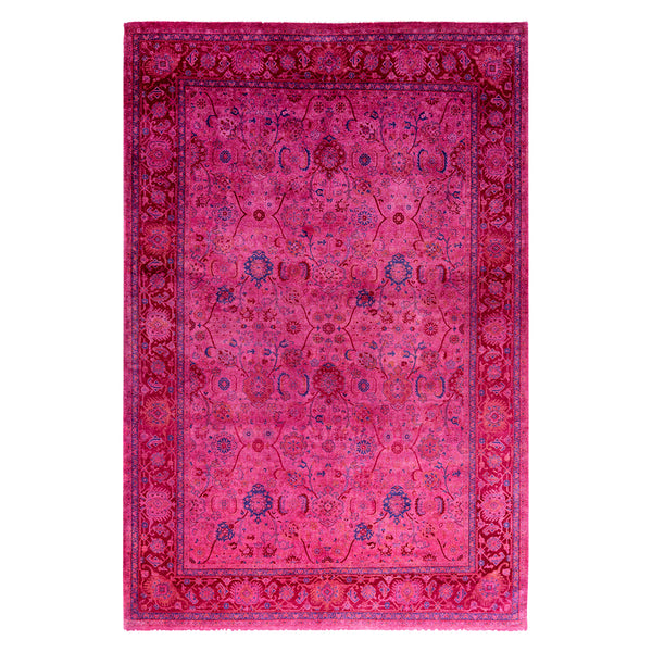 Pink Overdyed Wool Rug - 6'3" x 9'2"