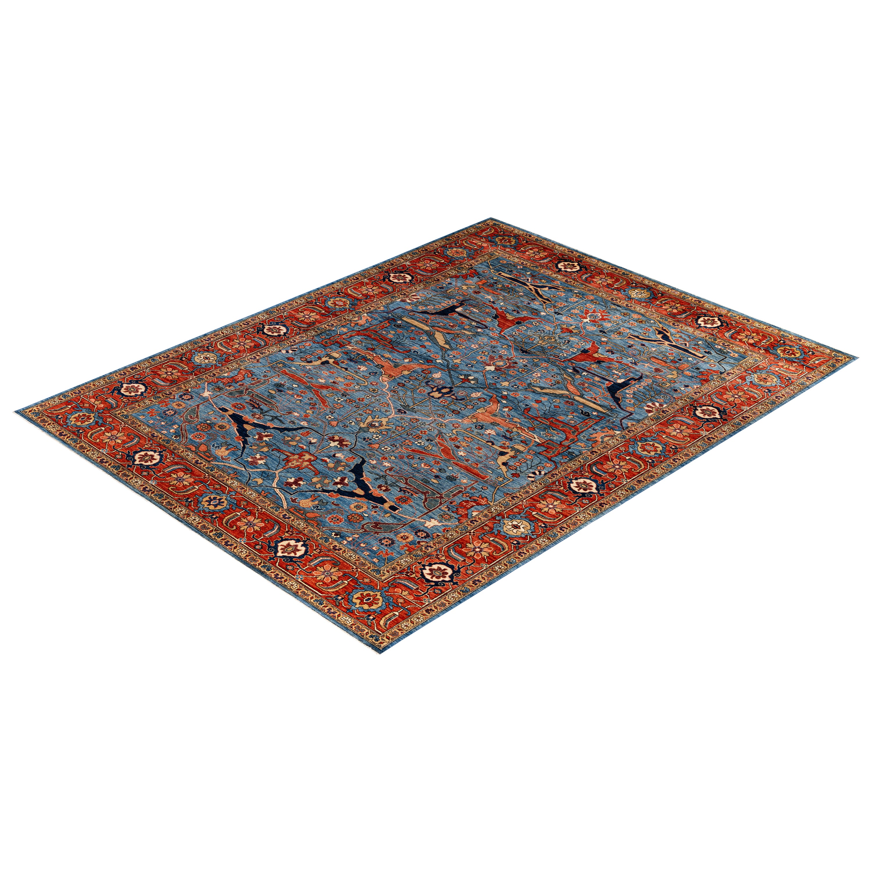 Light Blue Traditional Serapi Wool Rug - 9'2" x 11'11"