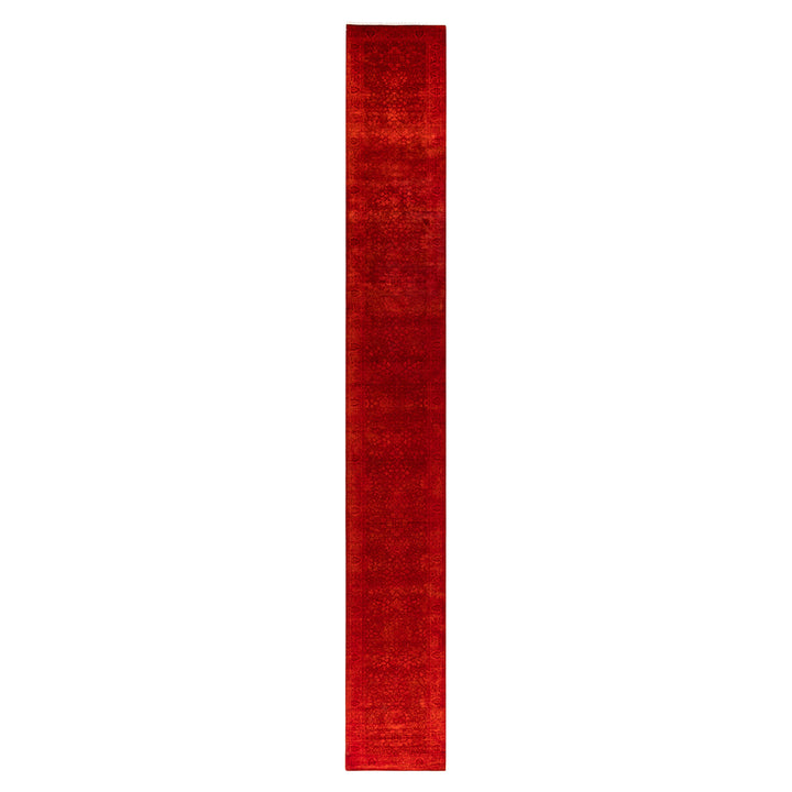 Red Overdyed Wool Rug - 2'7" x 20'9"