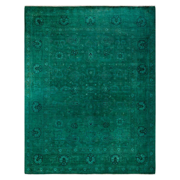 Green Overdyed Wool Rug - 8' x 10'3"