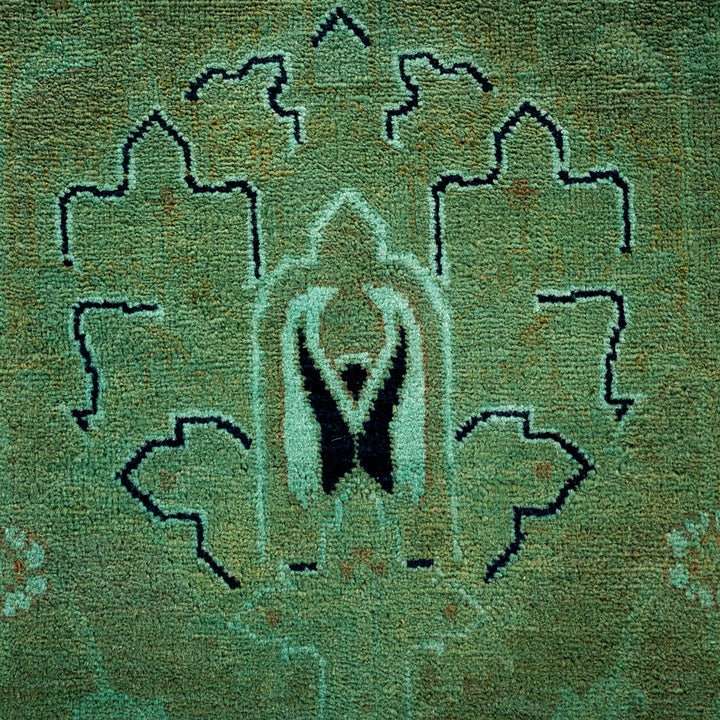 Green Overdyed Wool Rug - 9'1" x 12'4"