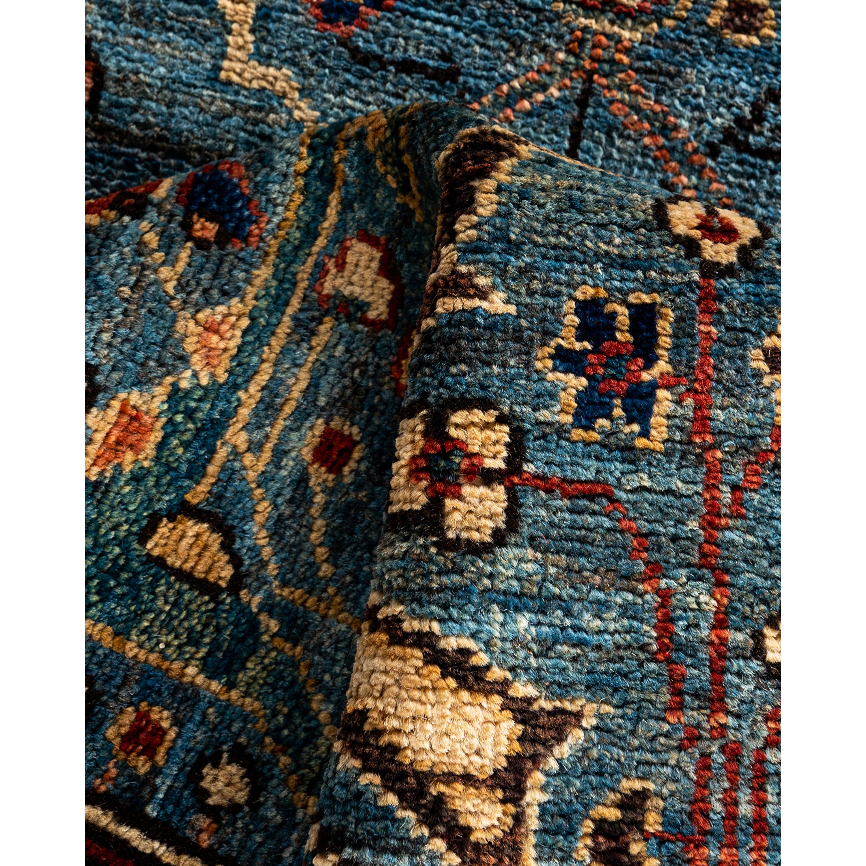 Light Blue Traditional Serapi Wool Runner - 2'8" x 9'9"