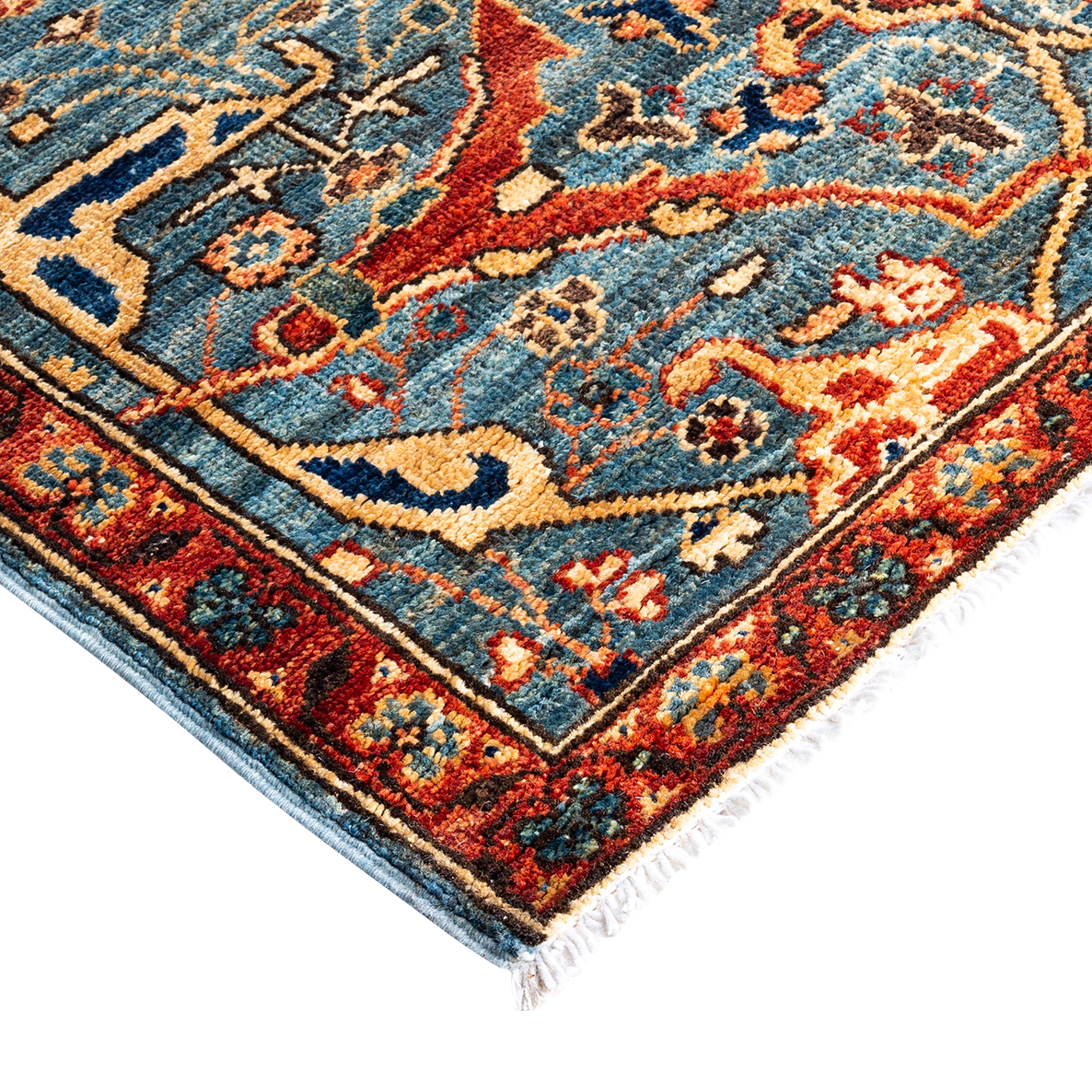 Light Blue Traditional Serapi Wool Runner - 2'8" x 9'9"