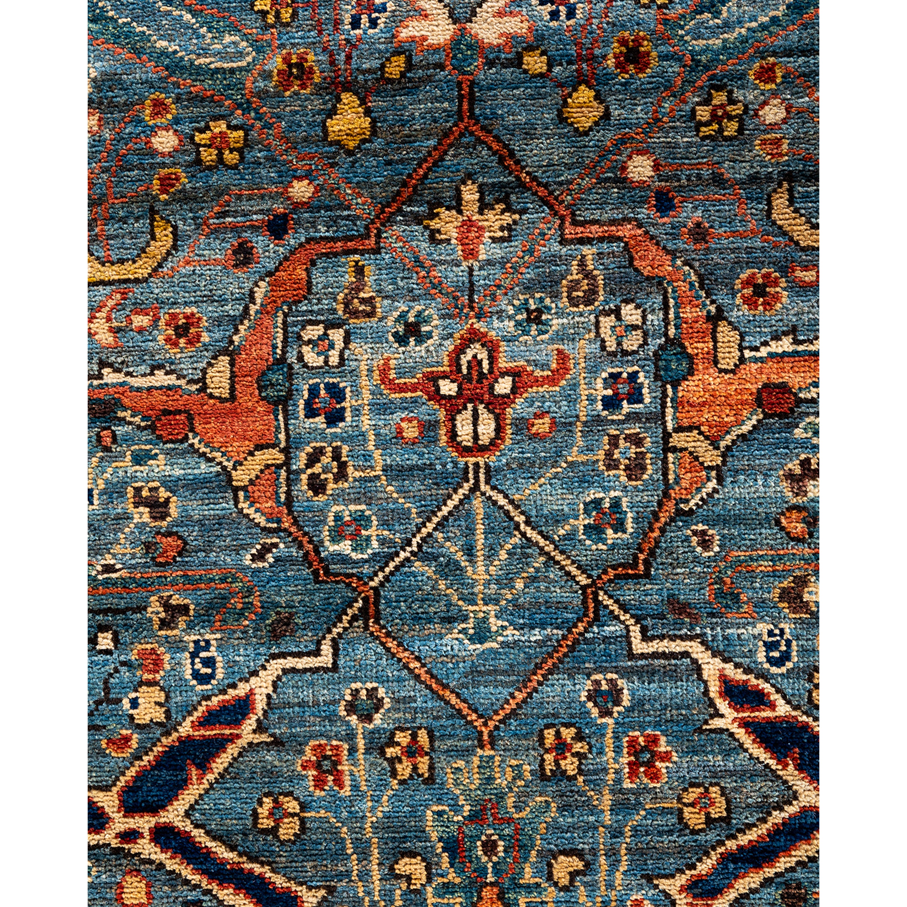 Light Blue Traditional Serapi Wool Runner - 2'8" x 9'9"