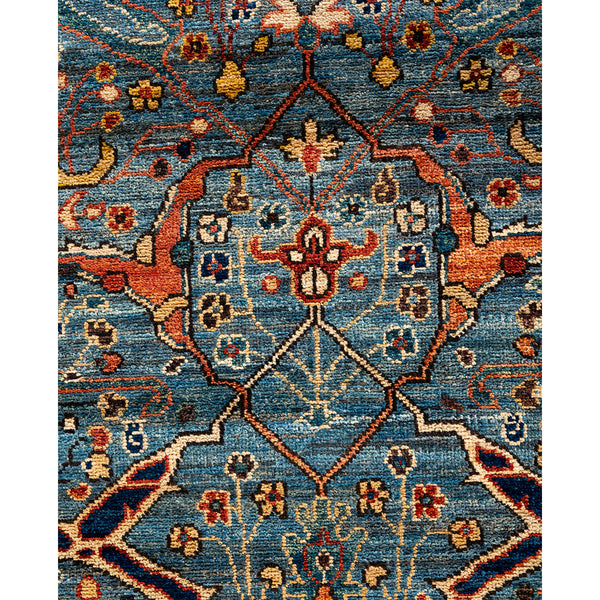 Light Blue Traditional Serapi Wool Runner - 2'8" x 9'9"