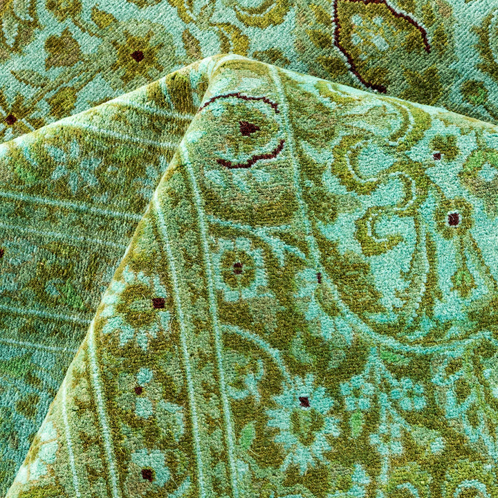 Light Blue Overdyed Wool Rug - 6'1" x 9'7"