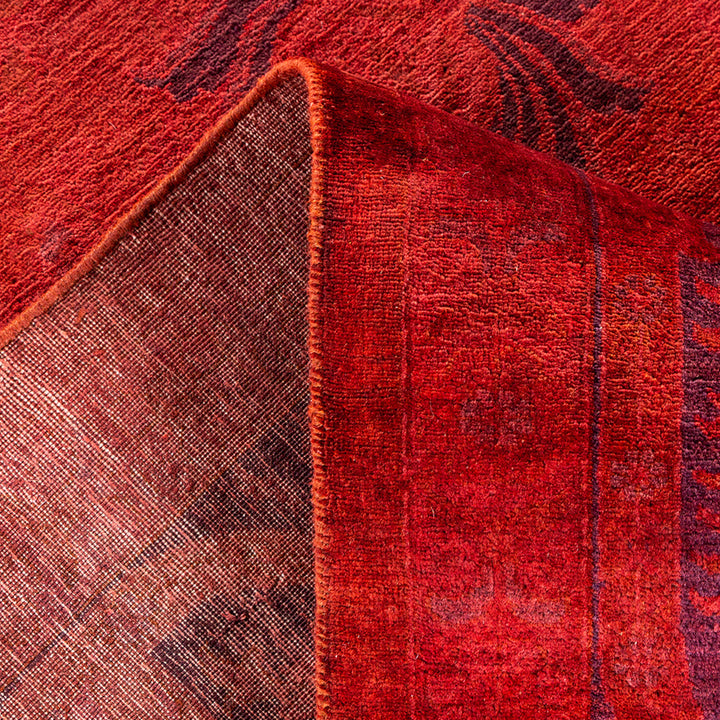 Red Overdyed Wool Rug - 9' x 12'1"