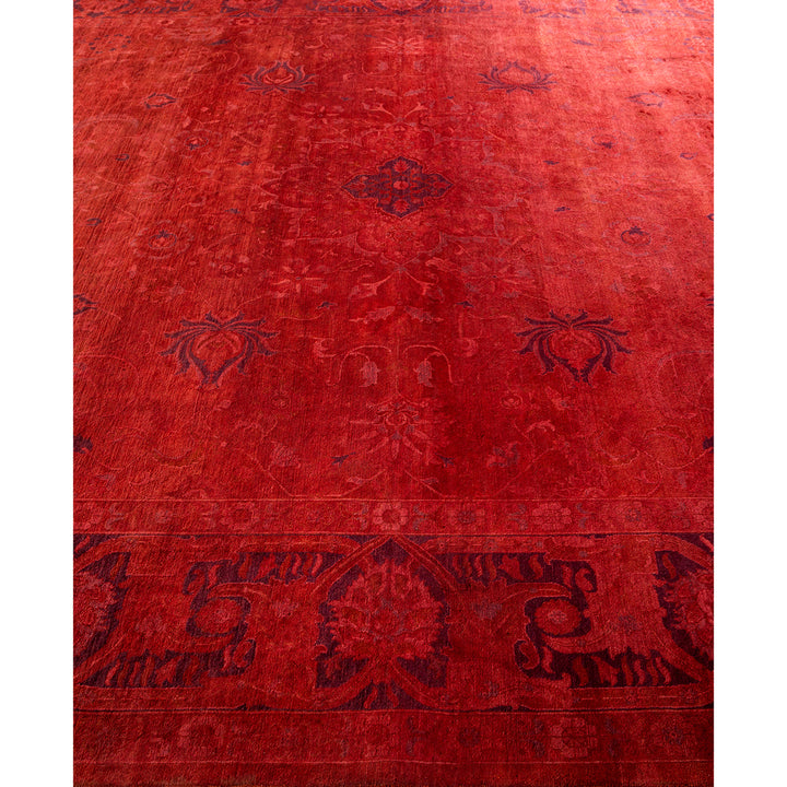 Red Overdyed Wool Rug - 9' x 12'1"