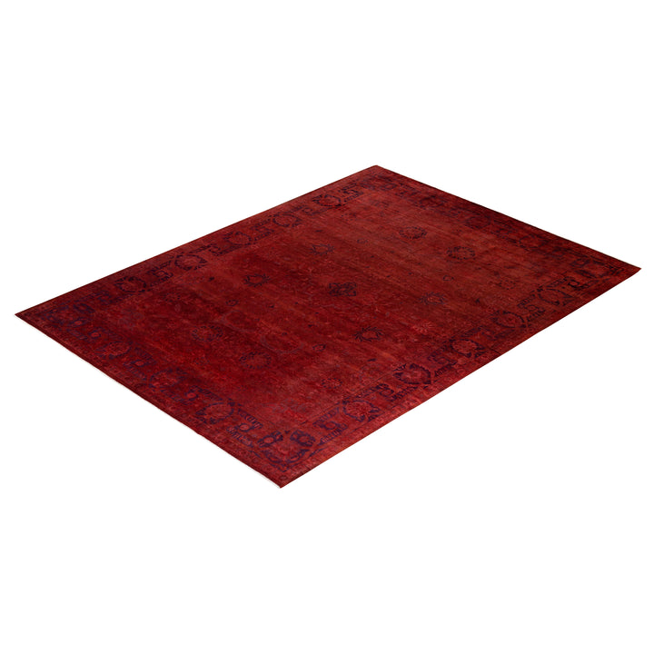 Red Overdyed Wool Rug - 9' x 12'1"
