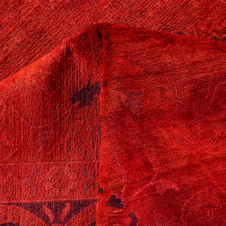 Red Overdyed Wool Rug - 9' x 12'1"