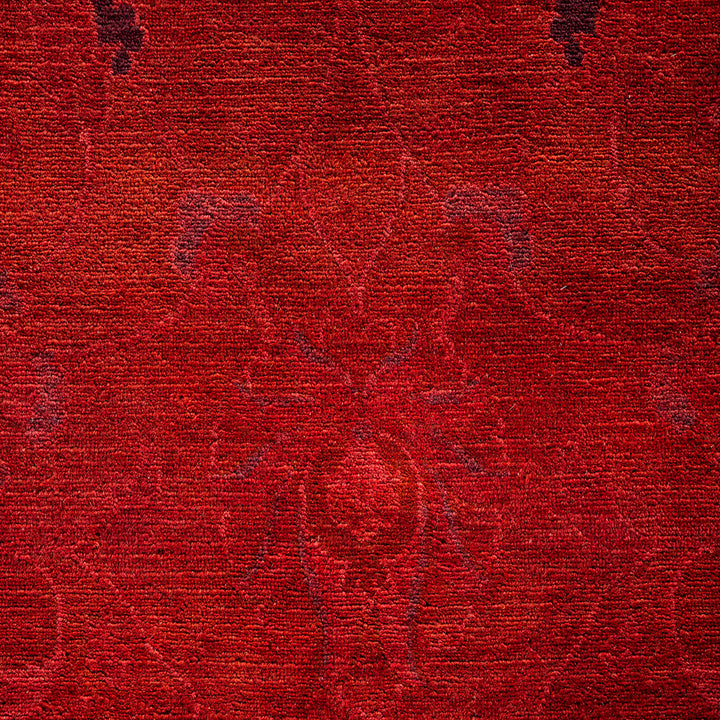 Red Overdyed Wool Rug - 9' x 12'1"