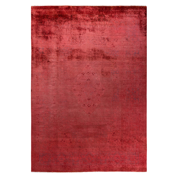 Red Overdyed Wool Rug - 6'2" x 8'10"