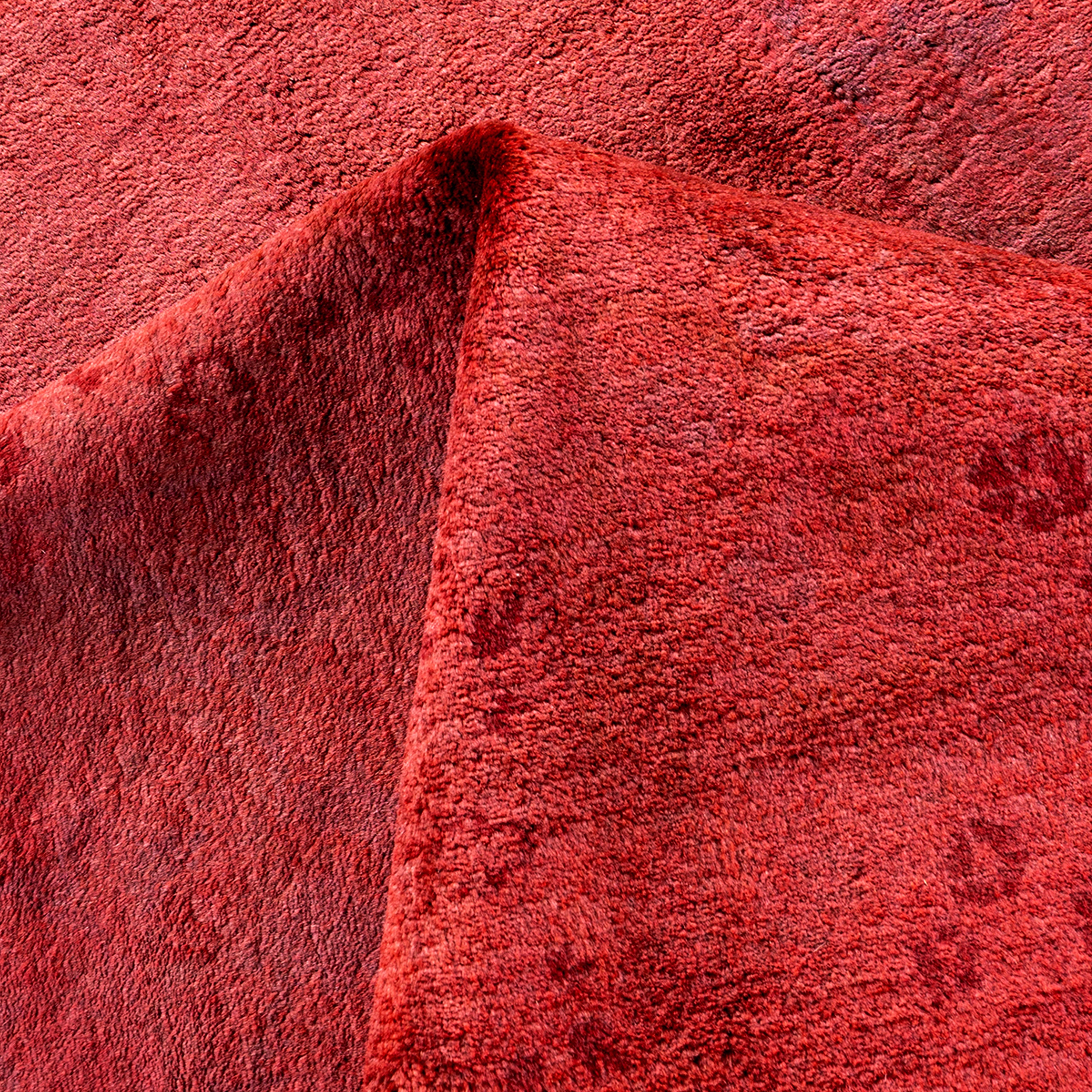 Red Overdyed Wool Rug - 6'2" x 8'10"