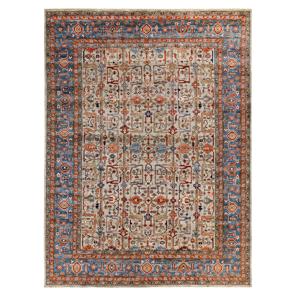 Grey Traditional Serapi Wool Rug - 9'1" x 12'2"