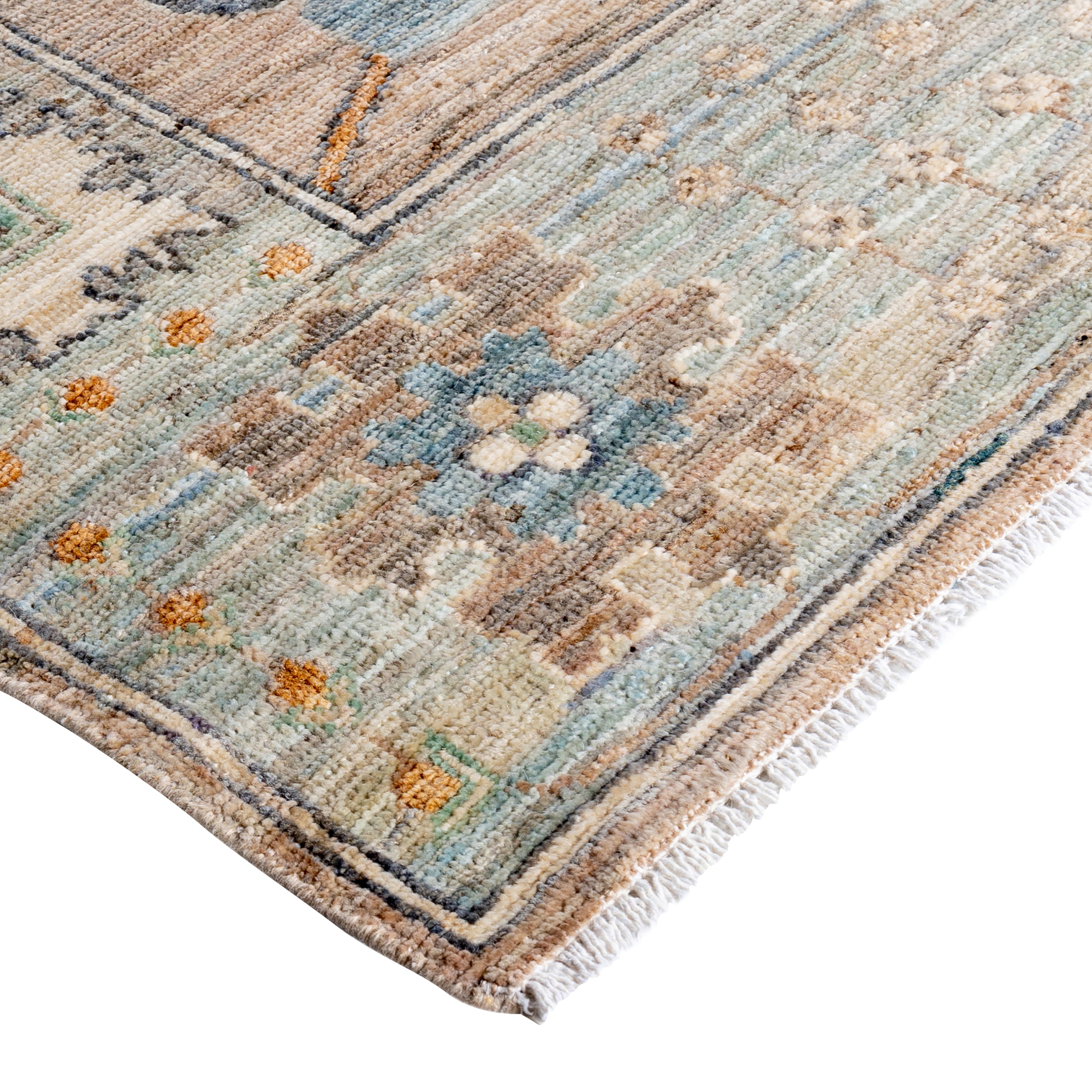 Beige Traditional Oushak Wool Rug - 7'11" x 9'10"