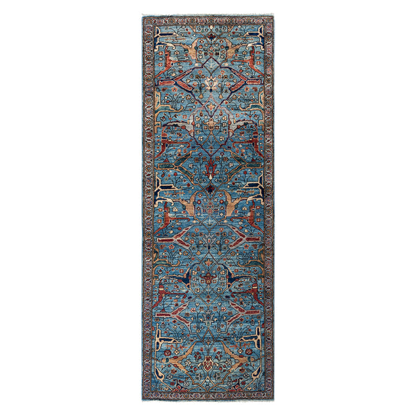 Light Blue Traditional Serapi Wool Runner - 2'9" x 8'