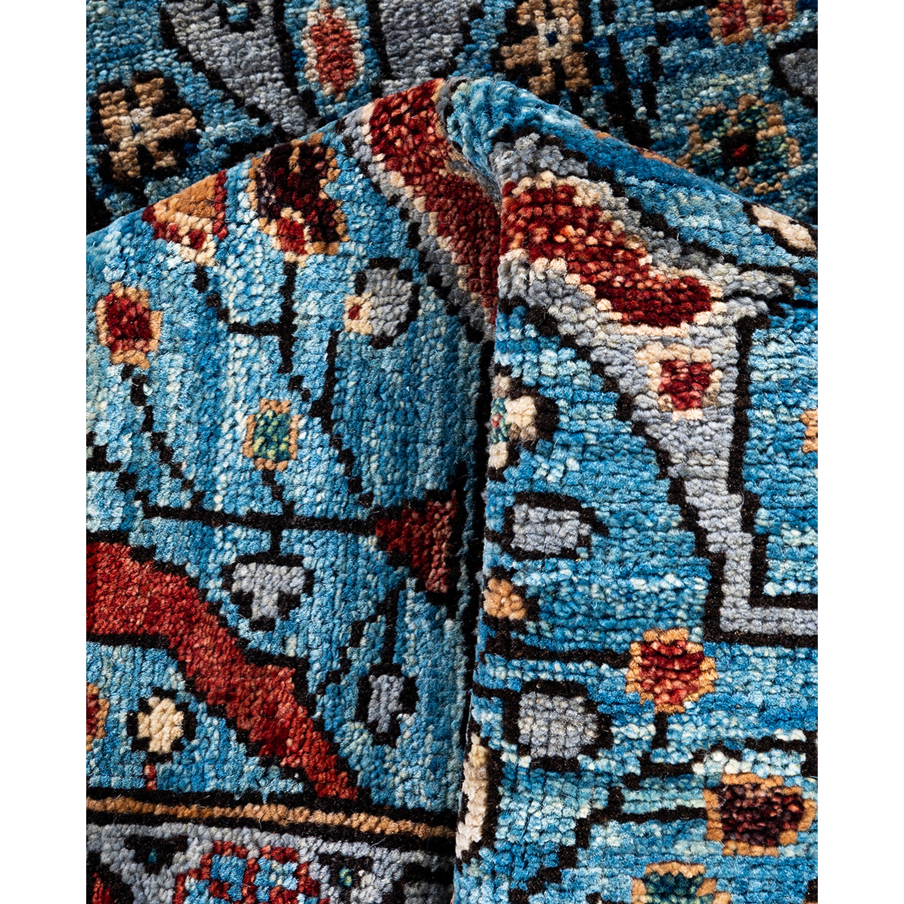 Light Blue Traditional Serapi Wool Runner - 2'9" x 8'