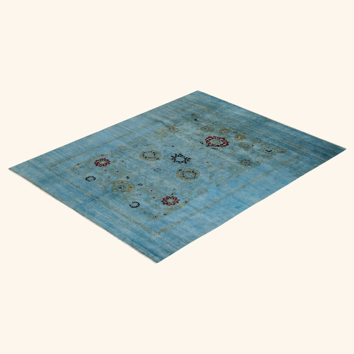 Blue Overdyed Wool Rug - 7'10" x 9'10"