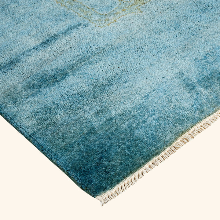 Blue Overdyed Wool Rug - 7'10" x 9'10"