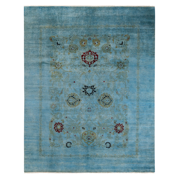 Blue Overdyed Wool Rug - 7'10" x 9'10"