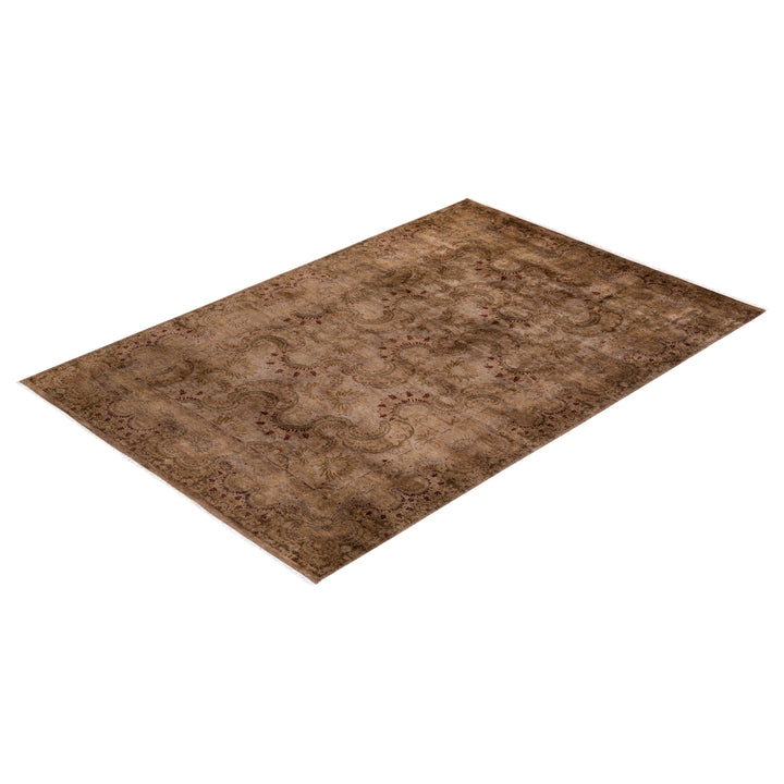 Beige Overdyed Wool Rug - 6'1" x 9'1"