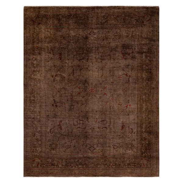 Brown Overdyed Wool Rug - 8'4" x 10'5"