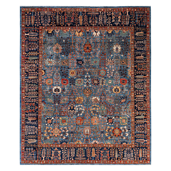 Light Blue Traditional Serapi Wool Rug - 8'1" x 9'11"